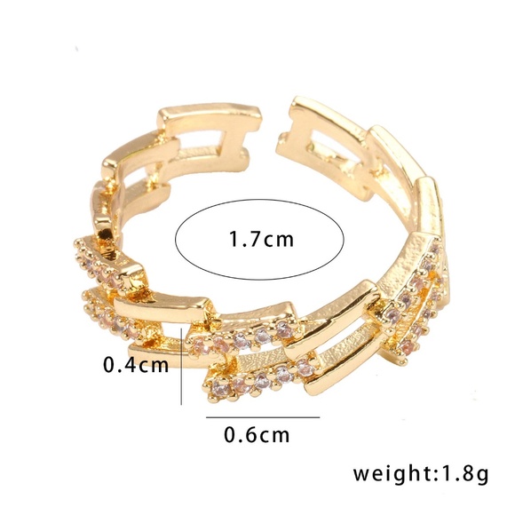 Elegant Geometric Multilayer CZ Open Ring - Picture 5 of 5